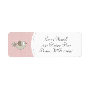 Blozend Roze Baby Vogel   Adres Etiket
