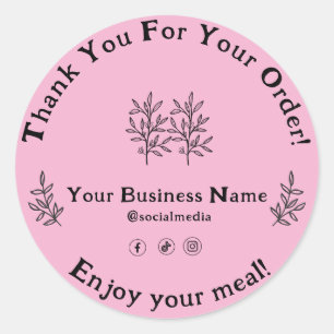 Blozend Roze Bedankt voor je bestelling voedingsbe Ronde Sticker