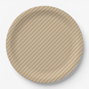 Blozend Roze Beige & Lichte Gouden Strepen Feestje Papieren Bordje