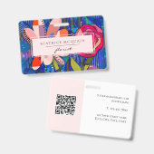 Blozend roze blauw abstract modern bloemmotief badge (Voor- en achterkant)