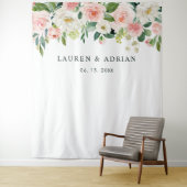 Blozend Roze Bloeiende Trouwachtergrond Wandkleed (In situ)