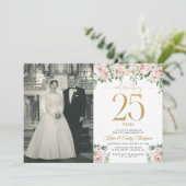 Blozend Roze Bloem 25-jarig Jubileum Kaart (Staand voorkant)