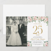Blozend Roze Bloem 25ste Verjaardag Kaart (Voorkant / Achterkant)