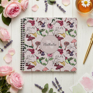 Blozend Roze Bloem Kolibrie Patroon Notitieboek