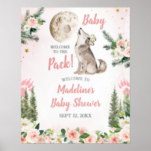 Blozend Roze Bloem Maanwoud Wolf Welkomstbord Poster