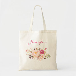 Blozend Roze Bloem & Naam Tote Bag