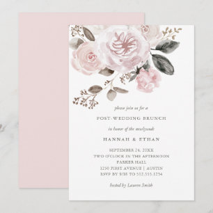 Blozend Roze Bloem Waterverf Post Bruiloft Brunc Kaart