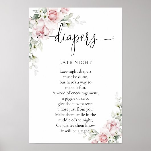 Blozend Roze Bloemen Baby Borrel Poster (Voorkant)