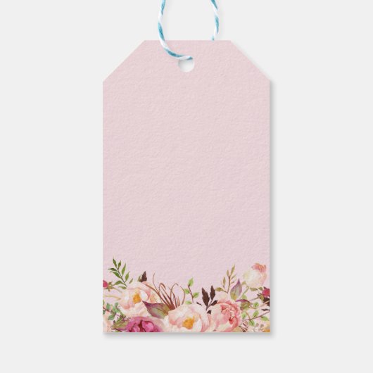 Blozend Roze Bloemen Doop Dank Je Wel Cadeaulabel (Achterkant)