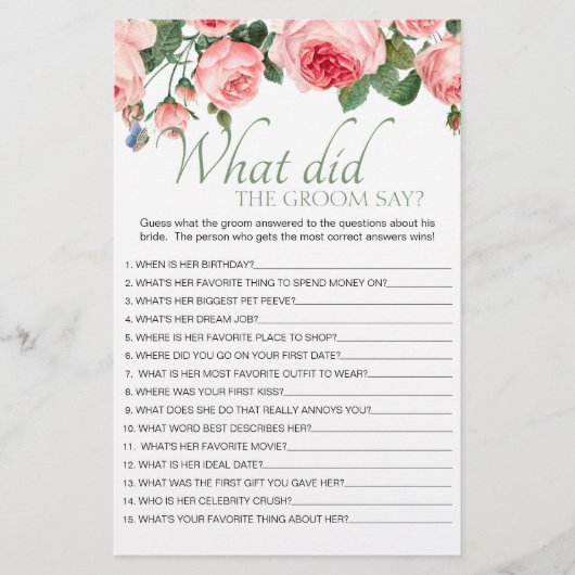 Blozend Roze Bloemenspel Wat Zou de Bruidegom Zegg Flyer (Voorkant)