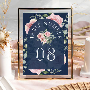 Blozend Roze Bloemig Eucalyptus Marineblauw Trouwe Kaart