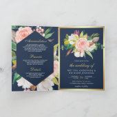 Blozend Roze Bloemig Goud Marineblauw QR Code Trou (Binnen)