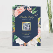 Blozend Roze Bloemig Goud Marineblauw QR Code Trou (Achterkant)