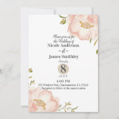 Blozend Roze Bloemig Modern Elegant Chic Bruiloft Kaart (Voorkant)