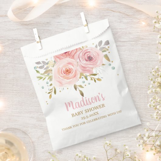 Blozend Roze Bloemige Baby Shower Verjaardag Bruid Bedankzakje (Geknipt)