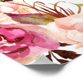 Blozend Roze Bloemige Elegante Bruiloftsfoto Prop Poster (Hoek)