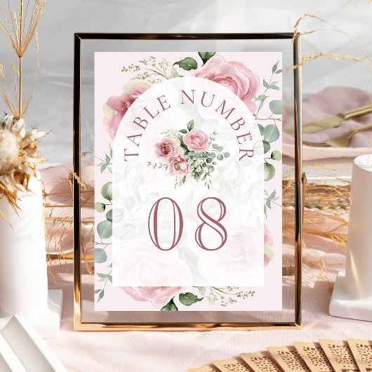Blozend Roze Bloemige Eucalyptus Boog Bruiloft Kaart