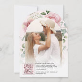 Blozend Roze Bloemige Eucalyptus QR Code Foto Brui Kaart (Achterkant)