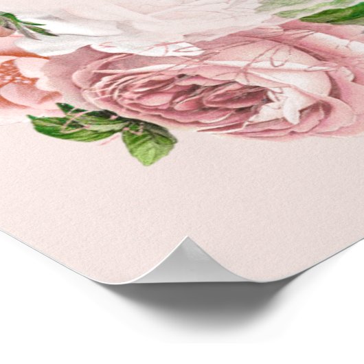 Blozend Roze Bloemige Felicitaties Verlovingsfeest Poster (Hoek)