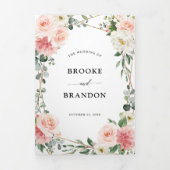 Blozend Roze Bloemige Gouden Geometrische Botanisc Drieluik Aankondiging (Cover)