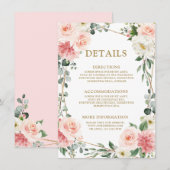 Blozend Roze Bloemige Gouden Geometrische Botanisc Informatiekaartje (Voorkant / Achterkant)