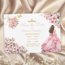 Blozend Roze Bloemige Gouden Vlinders Quinceañera