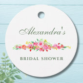 Blozend Roze Bloemige Pioen Bruidsdouche Bedankjes Labels