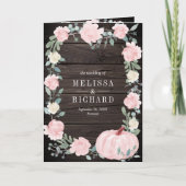 Blozend Roze Bloemige Pompoen QR Code Houten Bruil (Voorkant)