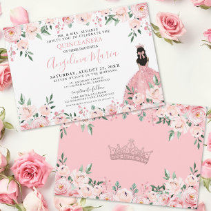 Blozend Roze Bloemige Quinceanera Kaart