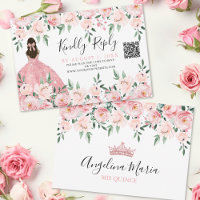 Blozend Roze Bloemige Quinceanera QR Code RSVP