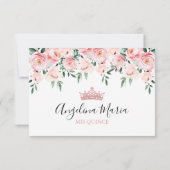 Blozend Roze Bloemige Quinceanera QR Code RSVP Kaartje (Achterkant)
