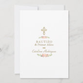 Blozend Roze Bloemige Spaanse 1e Verjaardag & Doop Kaart (Achterkant)