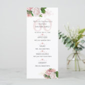 Blozend Roze Bloemrozen Wit 60e Verjaardag Menu (Staand voorkant)