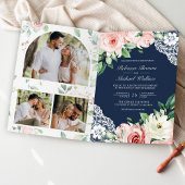 Blozend Roze Bloemslinger Navy Blauwe QR Code Trou
