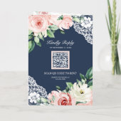 Blozend Roze Bloemslinger Navy Blauwe QR Code Trou (Achterkant)