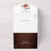 Blozend Roze Bourgondië Bloem Lantaarn Houten Brui All In One Uitnodiging (Buitenkant)