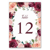 Blozend Roze Bourgondië Roos Bloemige Rand Bruilof Kaart (Voorkant)