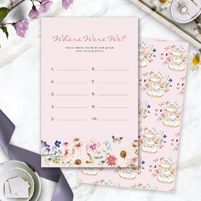 Blozend Roze Bruidsdouche Spel (Blush Pink Bridal Shower Where Were We Game by Painted Paperie)