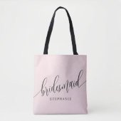 Blozend Roze Bruidsmeisje Modern Schrift Tote Bag (Voorkant)