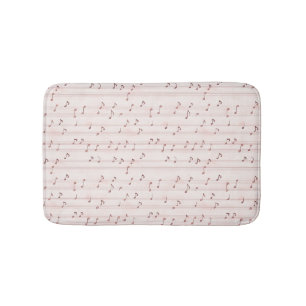 Blozend Roze Bruine Muzieknotities   Badmat