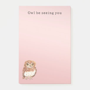 Blozend Roze Bruine Uil Tot Gauw Post-it® Notes