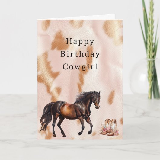 Blozend Roze Bruine Zuidwest Nep Cowgirl Koeienhui Kaart (Voorkant)