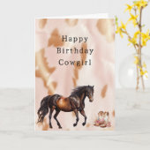 Blozend Roze Bruine Zuidwest Nep Cowgirl Koeienhui Kaart (Gele Bloem)