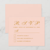 Blozend Roze Budget RSVP Eenvoudige Calligraphy Ka (Voorkant / Achterkant)