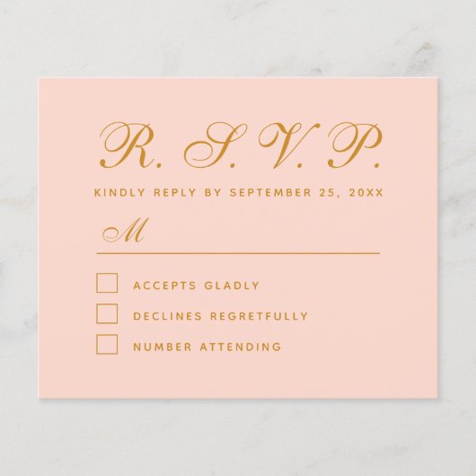 Blozend Roze Budget RSVP Eenvoudige Calligraphy Ka (Voorkant)