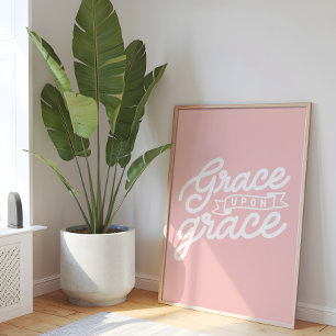 Blozend Roze Christelijke Genade op genade  Poster