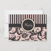 Blozend Roze, Crème, Grijze Streep Damast Antwoord (Voorkant)