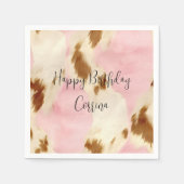 Blozend Roze Crème Wit Bruin Cowhide Servet (Voorkant)