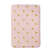 Blozend Roze & Cute Gouden Harten Badmat (Voorkant Verticaal)
