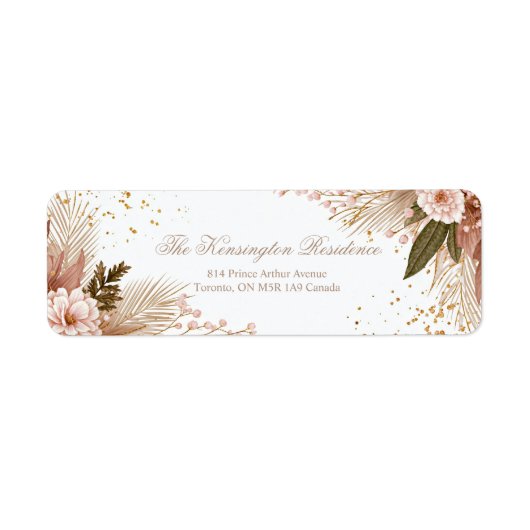 Blozend Roze Dahlia Goud Stardust Botanisch Etiket (Voorkant)
